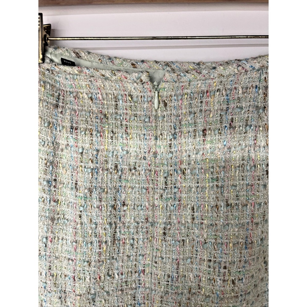 Tahari 2 Pc Boucle Tweed Skirt Suit Set Size 12 Sequin Trim Pastel Career - Picture 9 of 16